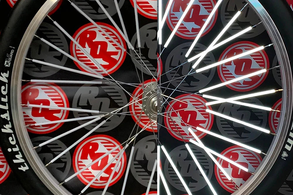 RIDE OUT SUPPLY ROS REFLECTIVE SPOKE COVERS WHITE 40pk